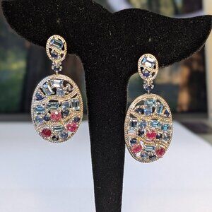 Earrings London Blue Sapphire Ruby Blue Topaz 925